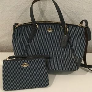 Coach Blue Prairie Satchel and Mini Wristlet